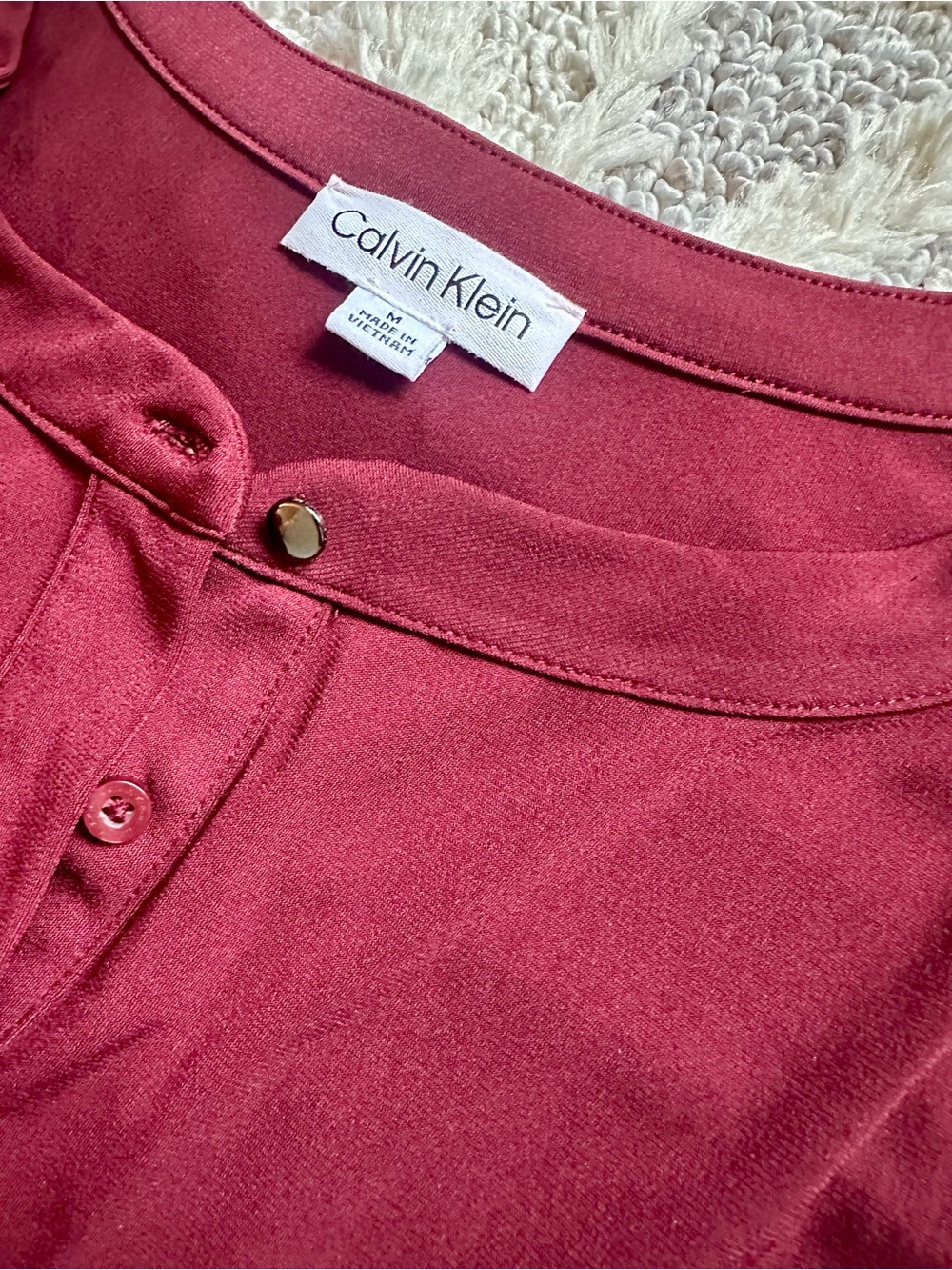 Calvin Klein Berry Red Henley Top size Medium